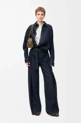 Gedrapeerd overhemd van denim