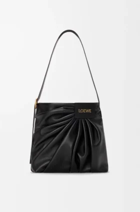 Gedrapeerde tote bag van zacht nappa-lamsleer