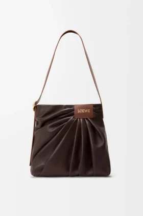 Gedrapeerde tote bag van zacht nappa-lamsleer