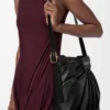 Gedrapeerde tote bag van zacht nappa-lamsleer Gedrapeerde tote bag van zacht nappa-lamsleer