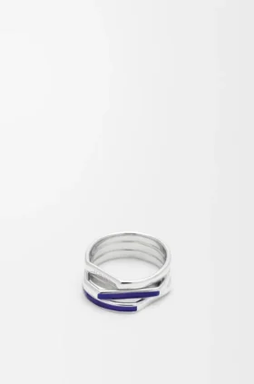 Gestapelde ring van sterlingzilver en email