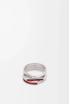 Gestapelde ring van sterlingzilver en email