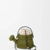 Gieter-tas van raffia en kalfsleer Gieter-tas van raffia en kalfsleer