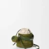 Gieter-tas van raffia en kalfsleer Gieter-tas van raffia en kalfsleer