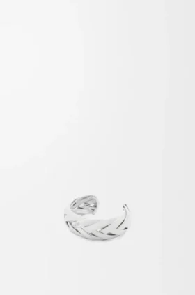 Grote gevlochten manchet van sterlingzilver