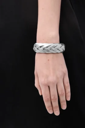 Grote gevlochten manchet van sterlingzilver