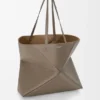 Grote horizontale Puzzle Fold-tote bag van zacht generfd kalfsleer