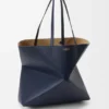 Grote horizontale Puzzle Fold-tote bag van zacht generfd kalfsleer