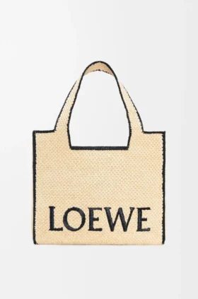 Grote Loewe Font Tote van raffia