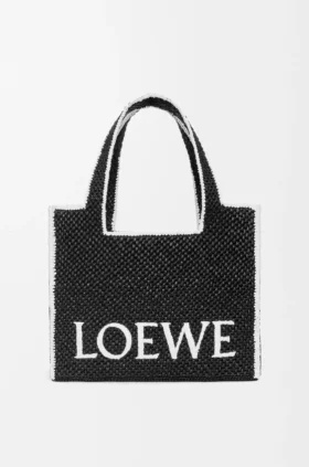 Grote Loewe Font Tote van raffia