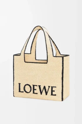 Grote Loewe Font Tote van raffia