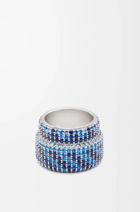 Grote pavé-ring van sterlingzilver en kristallen
