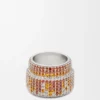 Grote pavé-ring van sterlingzilver en kristallen Grote pavé-ring van sterlingzilver en kristallen