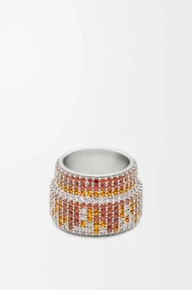 Grote pavé-ring van sterlingzilver en kristallen
