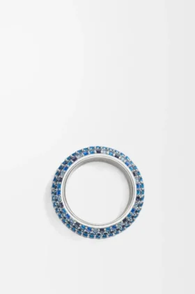 Grote pavé-ring van sterlingzilver en kristallen