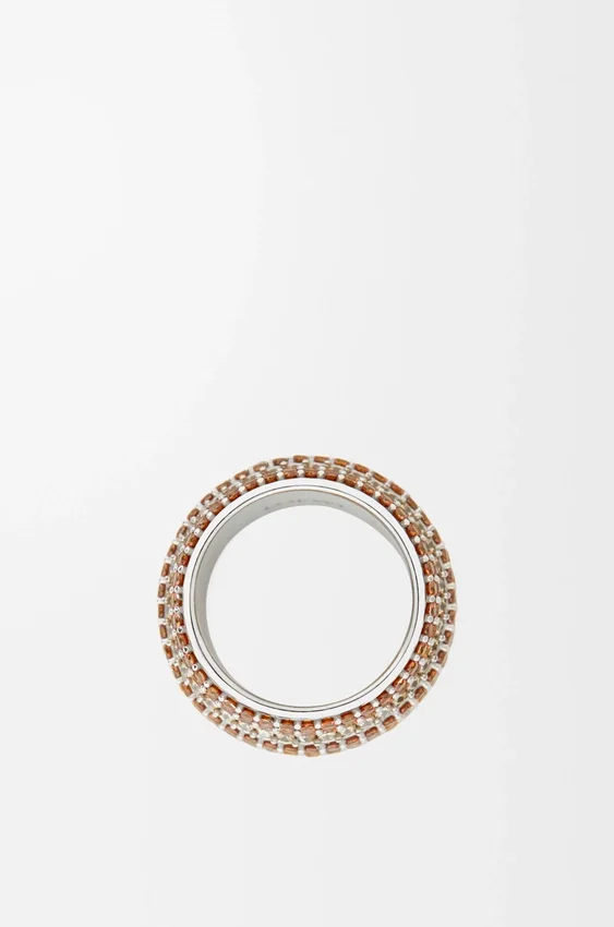 Grote pavé-ring van sterlingzilver en kristallen Grote pavé-ring van sterlingzilver en kristallen