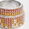 Grote pavé-ring van sterlingzilver en kristallen Grote pavé-ring van sterlingzilver en kristallen