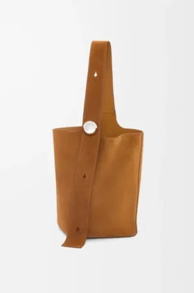 Grote Pebble Bucket bag van suède kalfsleer