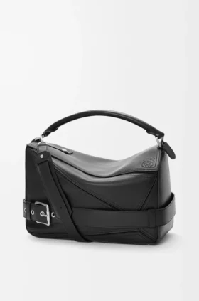 Grote Puzzle-biker-tas van glanzend kalfsleer