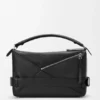 Grote Puzzle-biker-tas van glanzend kalfsleer