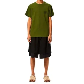 Heren Loewe Anagram Classic geborduurd katoenen T-shirt met ronde hals en korte mouwen, groen H6109230Cr-4160