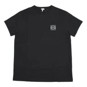 Heren loewe Anagram Classic geborduurd katoenen T-shirt met ronde hals en korte mouwen, zwart H6109230Cr-1100