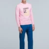 Heren loewe Anagram geborduurde sportshirt met lange mouwen roze rood H6109900Cr-7080