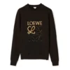 Heren” loewe Anagram katoenen T-shirt met ronde hals en geborduurde letters, sportief en klassiek, zwart H526341Xa1-1100