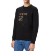 Heren” loewe Anagram katoenen T-shirt met ronde hals en geborduurde letters, sportief en klassiek, zwart H526341Xa1-1100