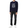 Heren loewe Anagram-logo geborduurde katoenen pullover marineblauw H526341Xa1-5110