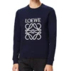 Heren loewe Anagram-logo geborduurde katoenen pullover marineblauw H526341Xa1-5110