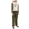 Heren loewe geborduurde hoodie met trekkoord, kaki H526341X94-3962