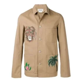 Heren loewe-jas met print, bruin H2198210Ib-2140