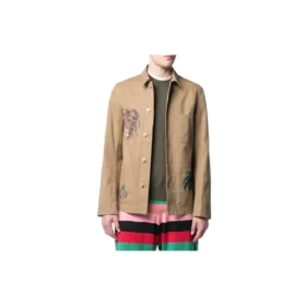 Heren loewe-jas met print, bruin H2198210Ib-2140