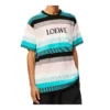 Heren loewe katoenen T-shirt met strepen en geborduurd logo, korte mouwen H6109950Pc-9990