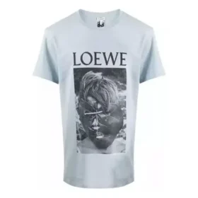 Heren Loewe Ken Heyman bedrukt katoenen T-shirt met korte mouwen, roze en blauw, H6109980Pc-6410 Heren Loewe Ken Heyman bedrukt katoenen T-shirt met korte mouwen, roze en blauw, H6109980Pc-6410