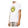 Heren loewe T-shirt met glimlachend gezichtje van puur katoen met korte mouwen, wit H616341X87-2100