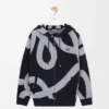 Hoodie met ritssluiting van wol en katoen