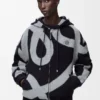 Hoodie met ritssluiting van wol en katoen