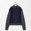 Hybride hoodie met ritssluiting van suède geitenleer en wolmix