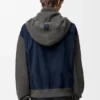 Hybride hoodie met ritssluiting van suède geitenleer en wolmix