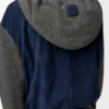 Hybride hoodie met ritssluiting van suède geitenleer en wolmix
