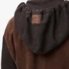 Hybride hoodie met ritssluiting van suède geitenleer en wolmix Hybride hoodie met ritssluiting van suède geitenleer en wolmix