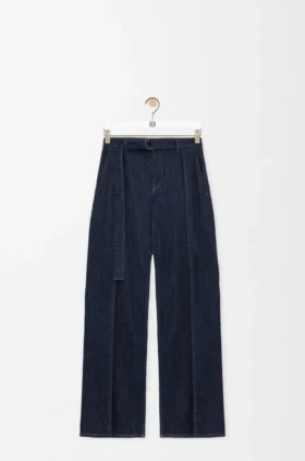 Jeans met riemen van denim