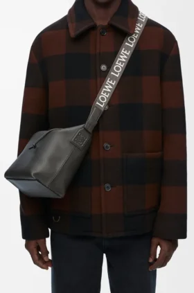 Kleine Cubi-crossbodytas van soepel, glad kalfsleer en jacquard