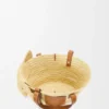 Kleine olifantenmand van raffia en kalfsleer