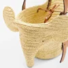 Kleine olifantenmand van raffia en kalfsleer
