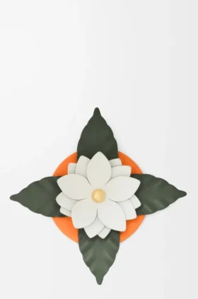 Kleine orchideeënkaars met deksel van klassiek kalfsleer en messing