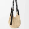 Kleine Punch Hole Hobo van raffia en kalfsleer Kleine Punch Hole Hobo van raffia en kalfsleer