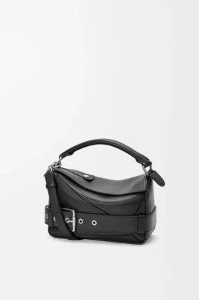Kleine Puzzle Biker-tas van glanzend kalfsleer